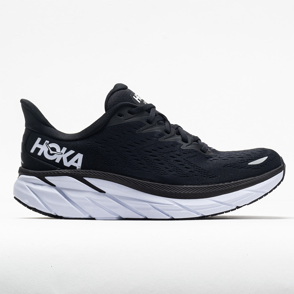 Men's Hoka One One Clifton 8, Black/White, 11.5 D Medium