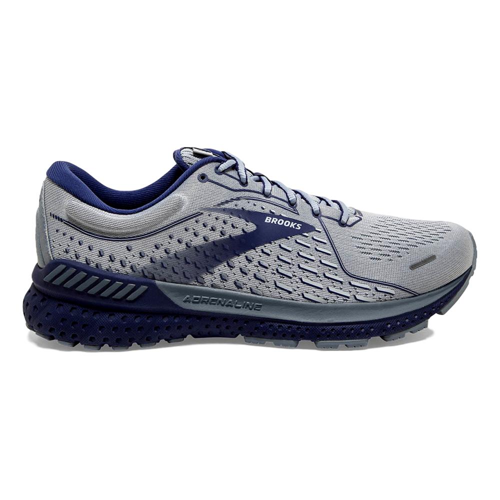 Men's Brooks Adrenaline GTS 21, Grey/Tradewinds/Deep Cobalt, 9 2E Wide