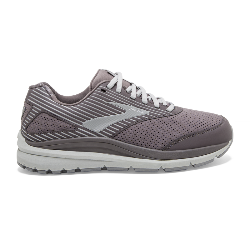 Women's Brooks Addiction Walker Suede, Shark/Alloy/Oyster, 7.5 2E Extra Wide