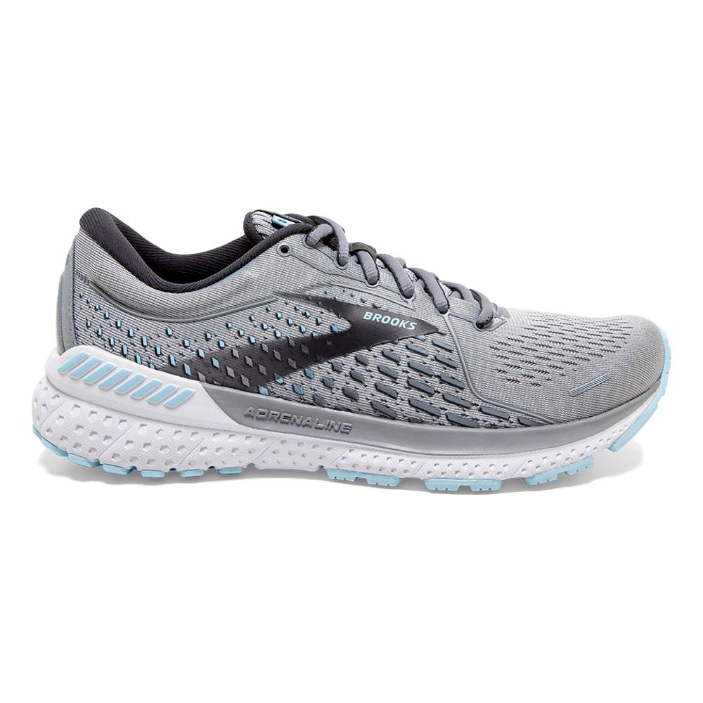 Women's Brooks Adrenaline GTS 21, Oyster/Alloy/Light Blue, 13 B Medium