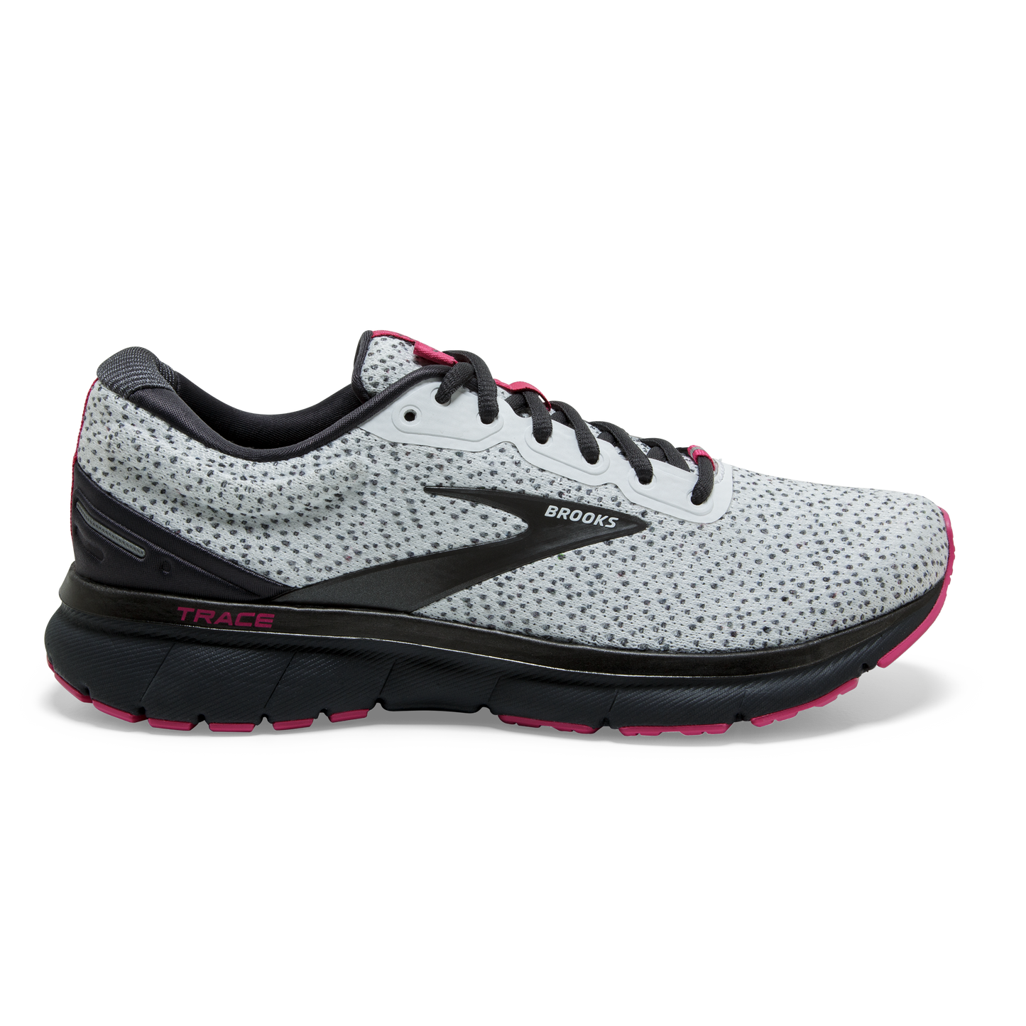 Women's Brooks Trace, Ebony/White/Pink, 8.5 B Medium