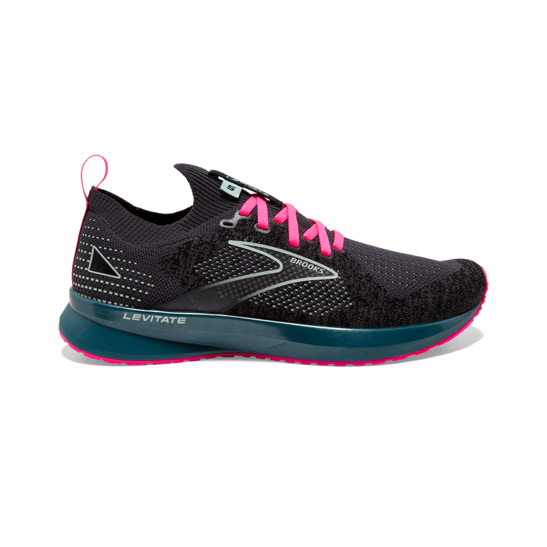 Women's Brooks Levitate Stealthfit 5, Black/Blue/Pink, 9 B Medium