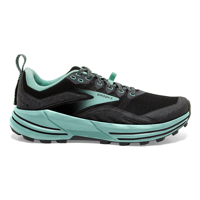 Women's Brooks Cascadia 16, Black/Ebony/Yucca, 9.5 D Wide