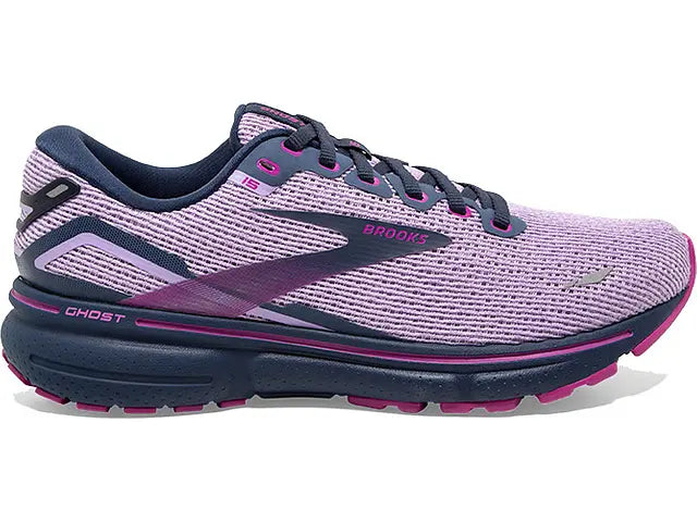 Women's Brooks Ghost 15, Rhapsody/Dress Blue/Viola, 9 B Medium