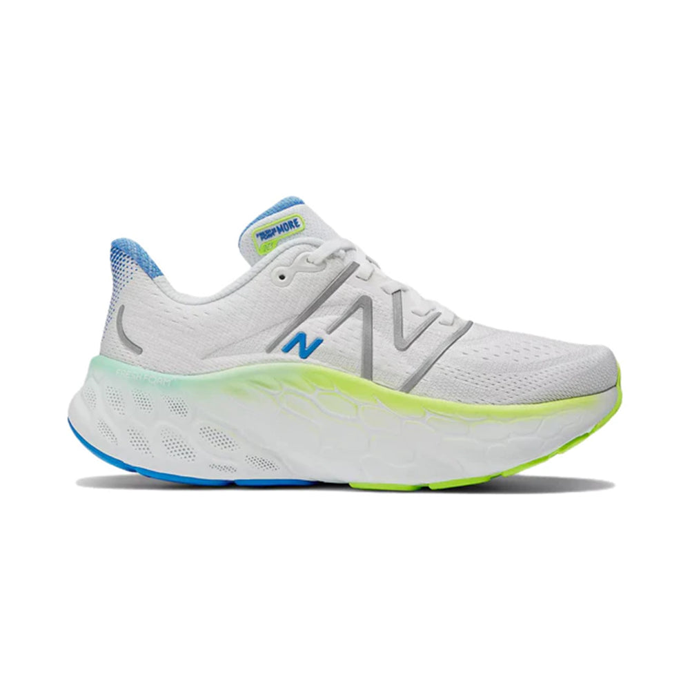 Women's New Balance Fresh Foam X More v4, White/Cobalt, 11 D Wide
