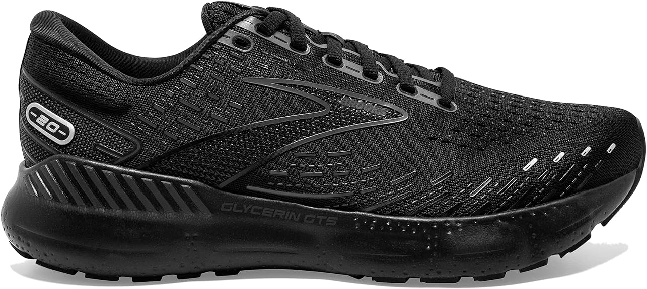 Men's Brooks Glycerin GTS 20, Black/Black/Ebony, 15 2E Wide