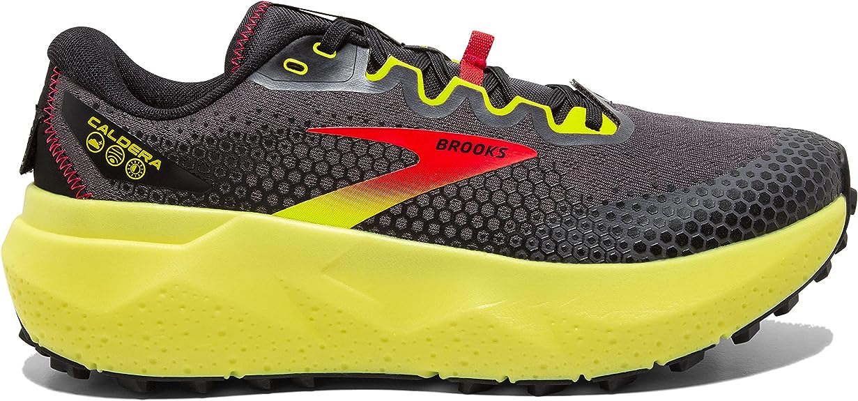 Men's Brooks Caldera 6, Black/Fiery Red/Blazing Yellow, 11 D Medium