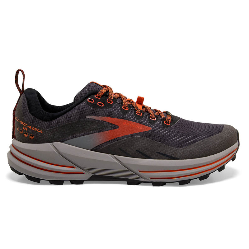 Men's Brooks Cascadia 16 GTX, Black/Ebony/Cinnabar, 10.5 D Medium