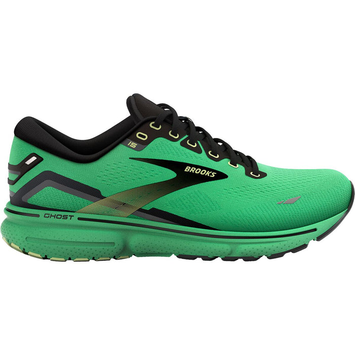 Men's Brooks Ghost 15, Green/Black/Sharp Green, 12.5 D Medium