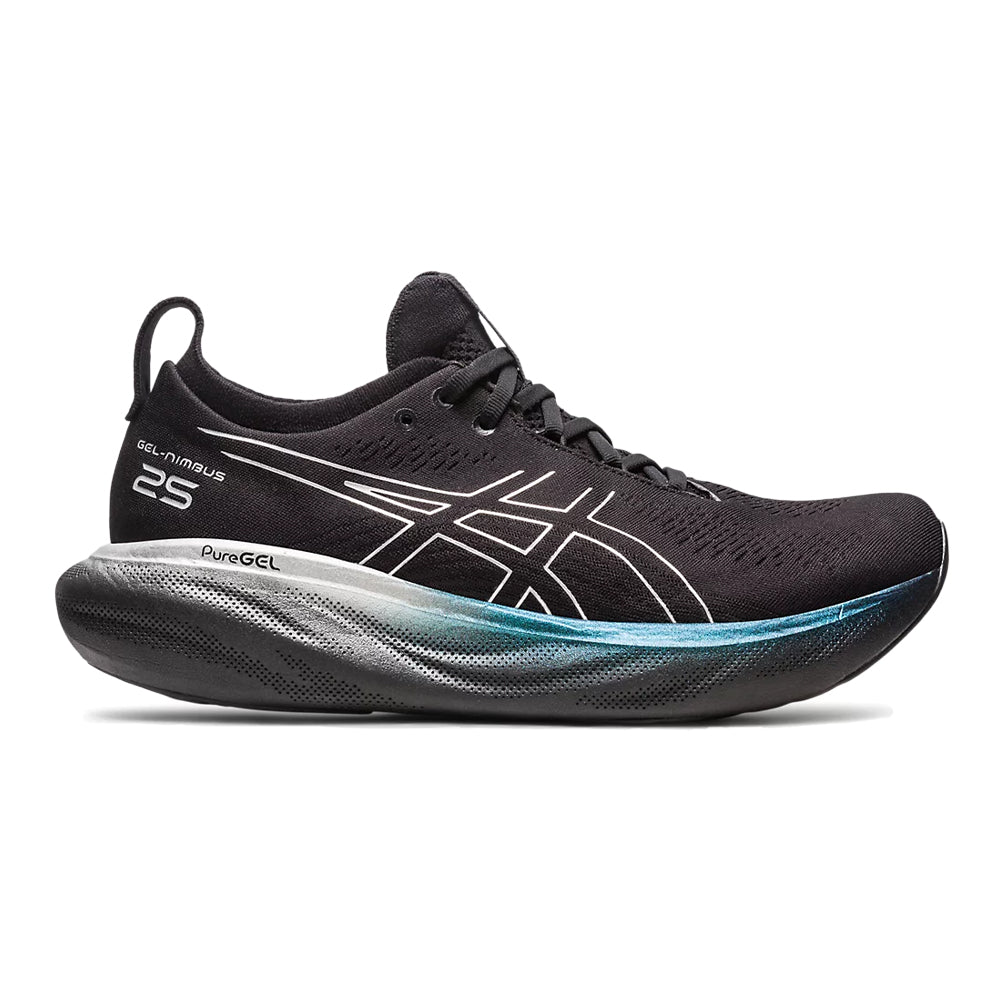 Men's Asics Gel-Nimbus 25 Platinum, Black/Pure Silver, 9.5 D Medium