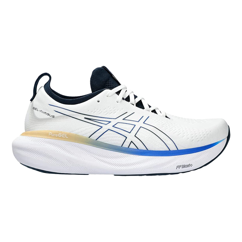 Men's Asics Gel-Nimbus 25, White/Illusion Blue, 8 D Medium