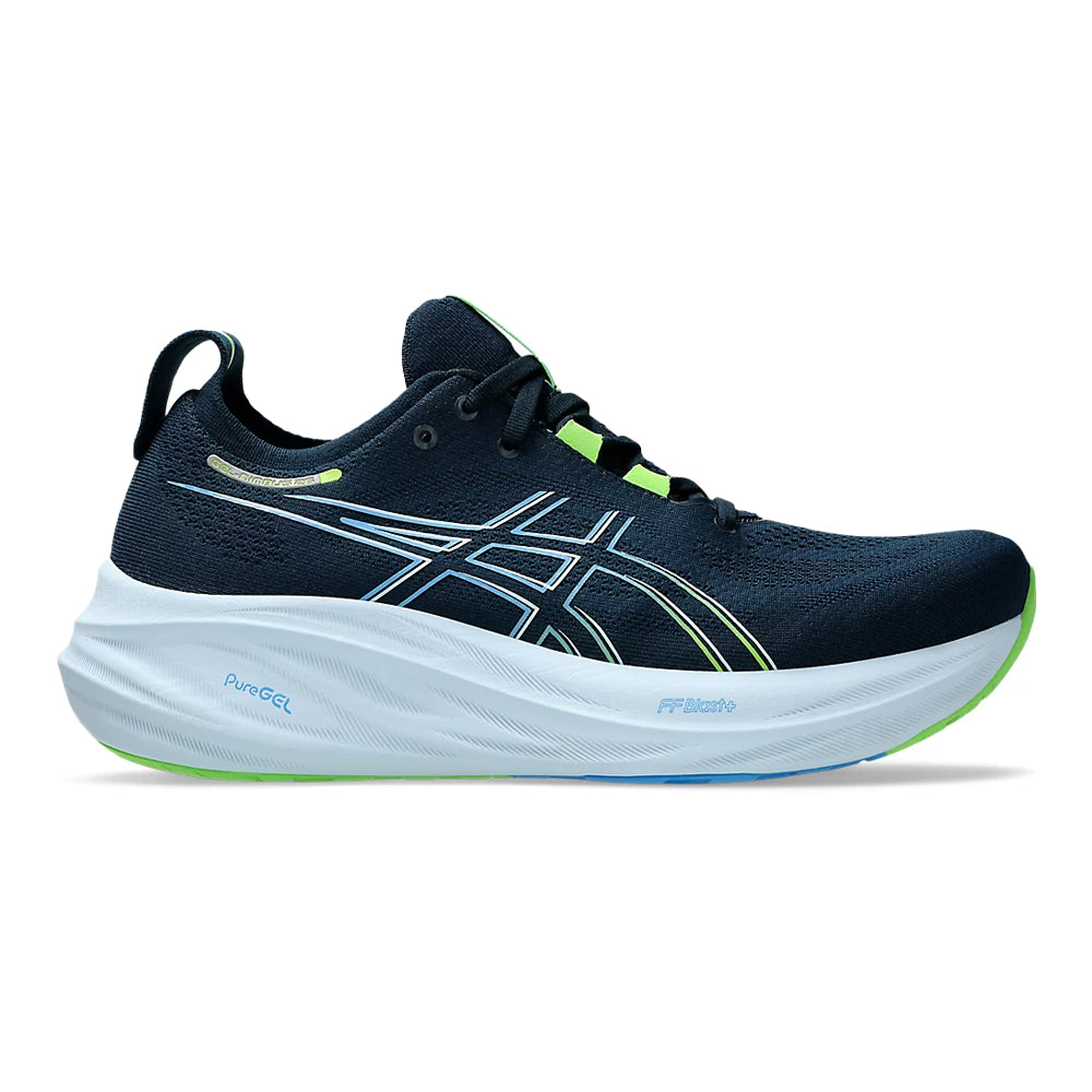 Men's Asics GEL-Nimbus 26, French Blue/Electric Lime, 10 D Medium