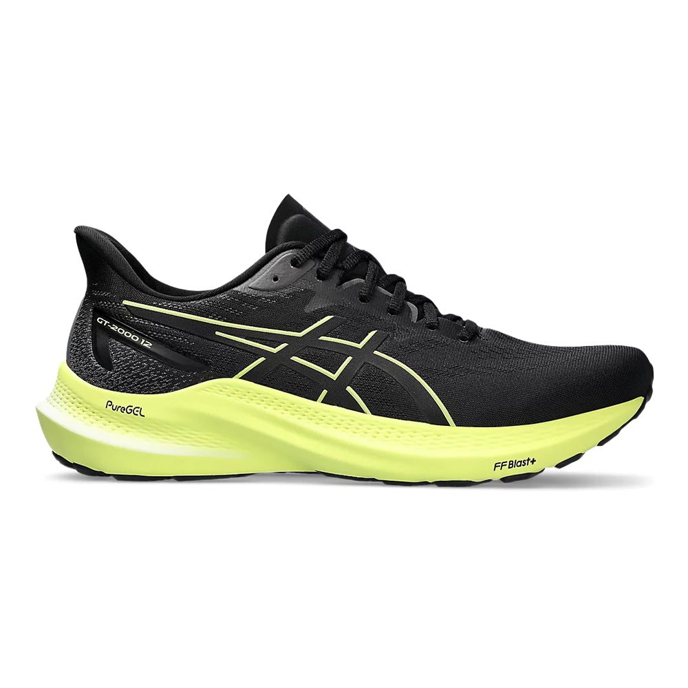 Men's Asics GT-2000 12, Black/Glow Yellow, 12 D Medium