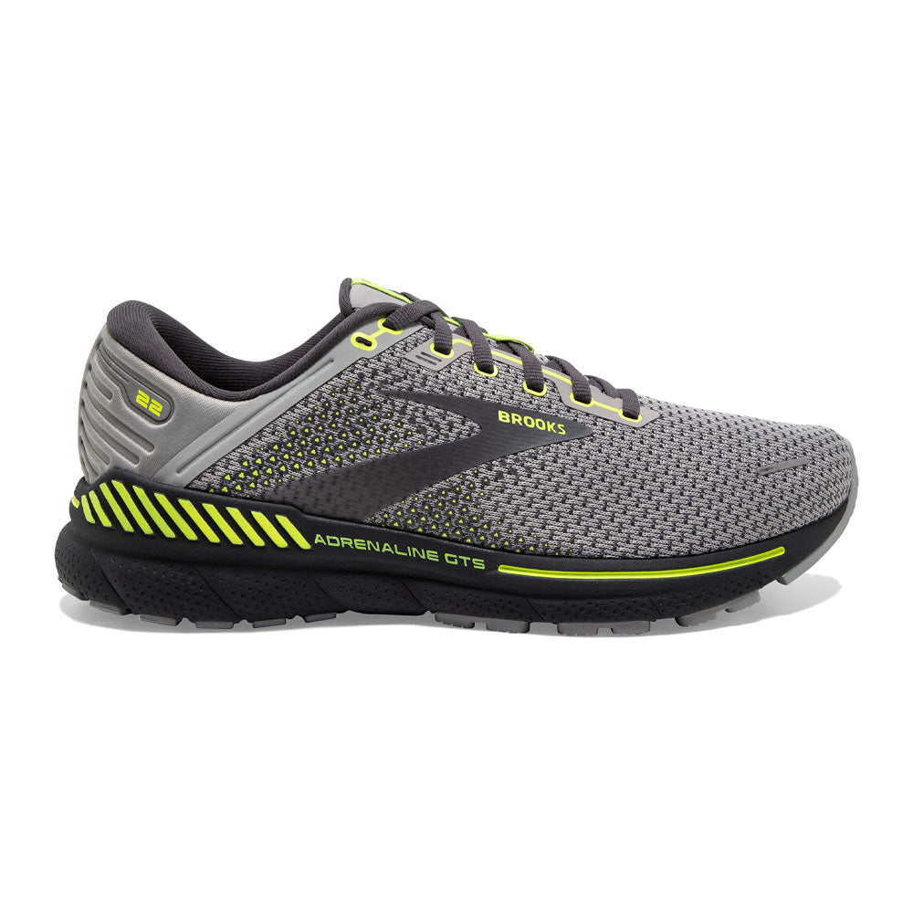 Men's Brooks Adrenaline GTS 22, Grey/Pearl/Nightlife, 11 D Medium