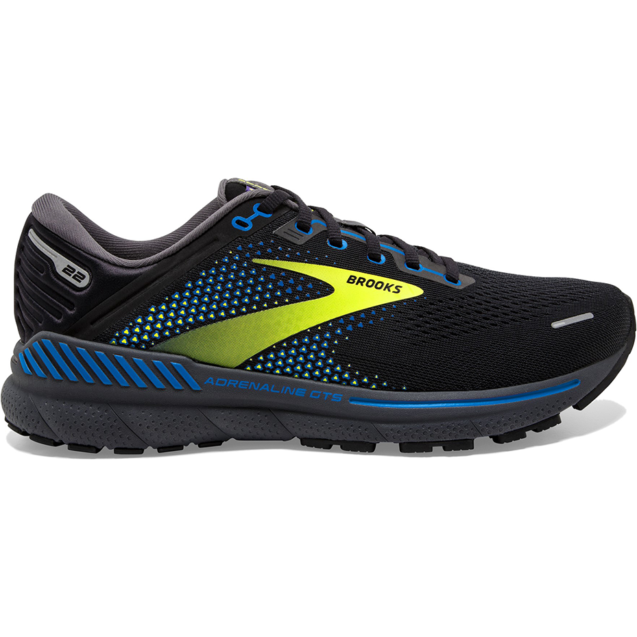 Men's Brooks Adrenaline GTS 22, Black/Blue/Nightlife, 13 D Medium