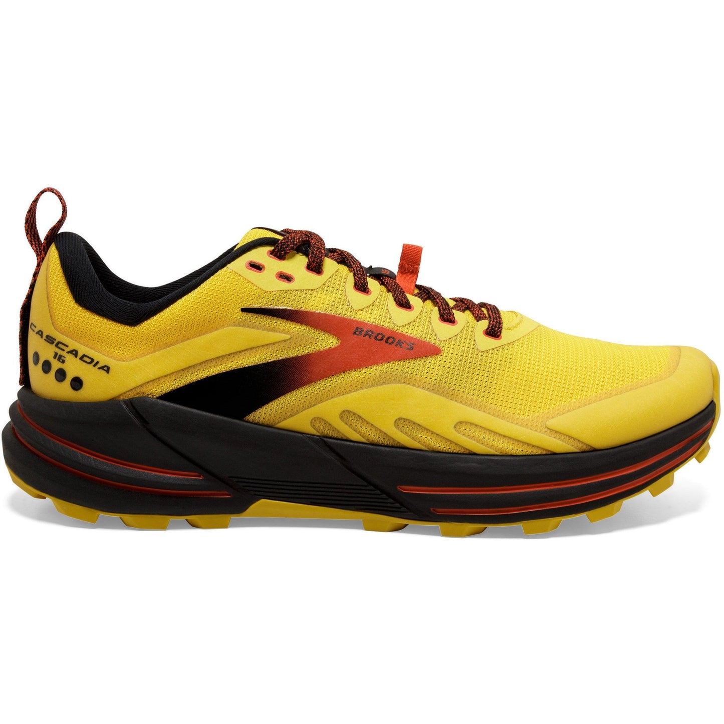 Men's Brooks Cascadia 16, Yellow/Black/Grenadine, 12 D Medium