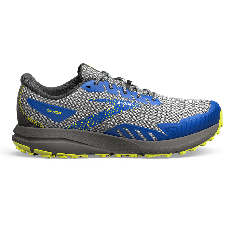 Men's Brooks Divide 4, Gunmetal/Surf the Web/Sulphur, 10.5 D Medium