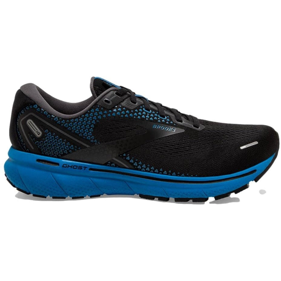 Men's Brooks Ghost 14, Black/Blackened Pearl/Blue, 9.5 D Medium
