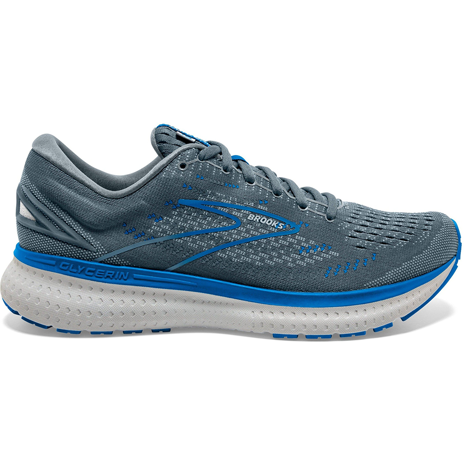 Men's Brooks Glycerin 19, Quarry/Grey/Dark Blue, 9 D Medium