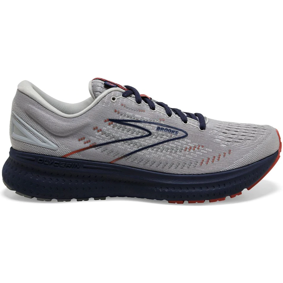 Men's Brooks Glycerin 19, Grey/Alloy/Peacoat, 14 D Medium