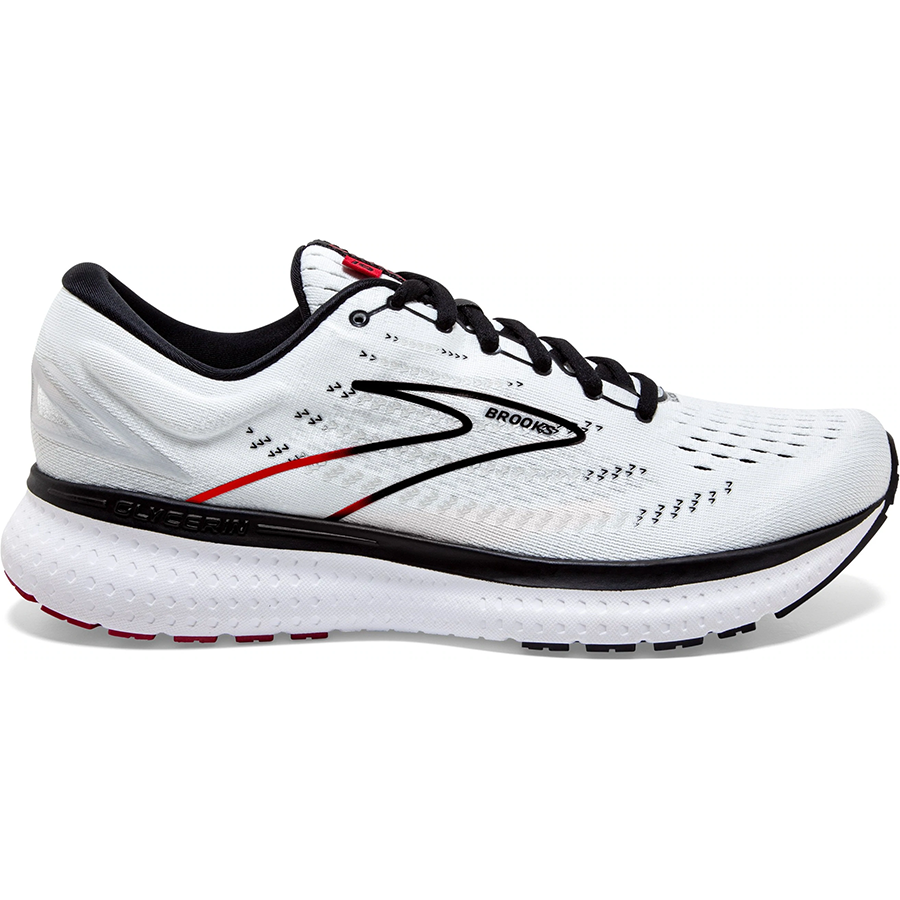 Men's Brooks Glycerin 19, White/Black/Red, 11.5 D Medium