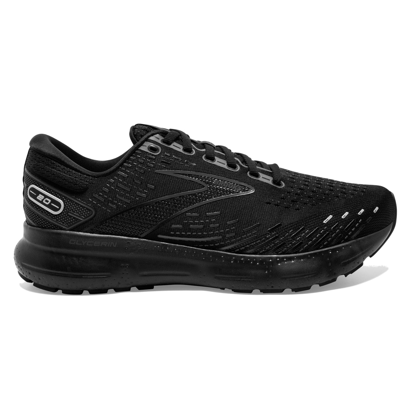 Men's Brooks Glycerin 20, Black/Black/Ebony, 7.5 D Medium