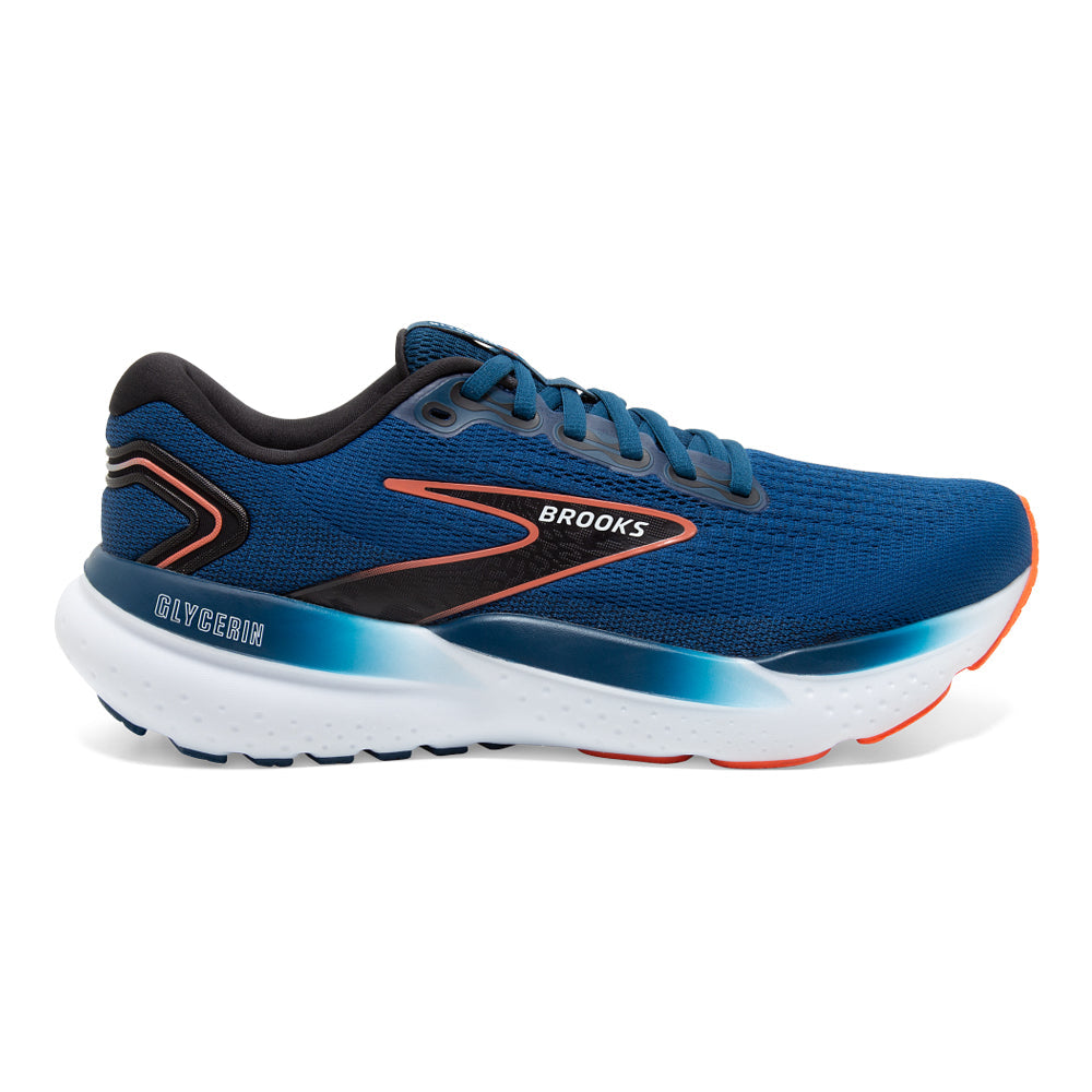 Men's Brooks Glycerin 21, Blue Opal/Black/Nasturtium, 10.5 D Medium