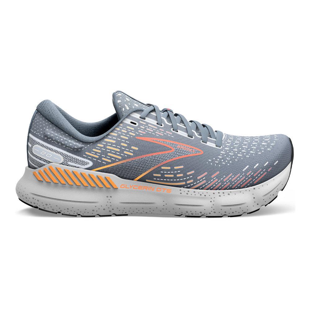 Men's Brooks Glycerin GTS 20, Grey/Chili Oil/Orange, 12.5 D Medium