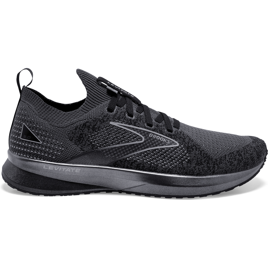 Men's Brooks Levitate Stealthfit 5, Black/Ebony/Grey, 8 D Medium