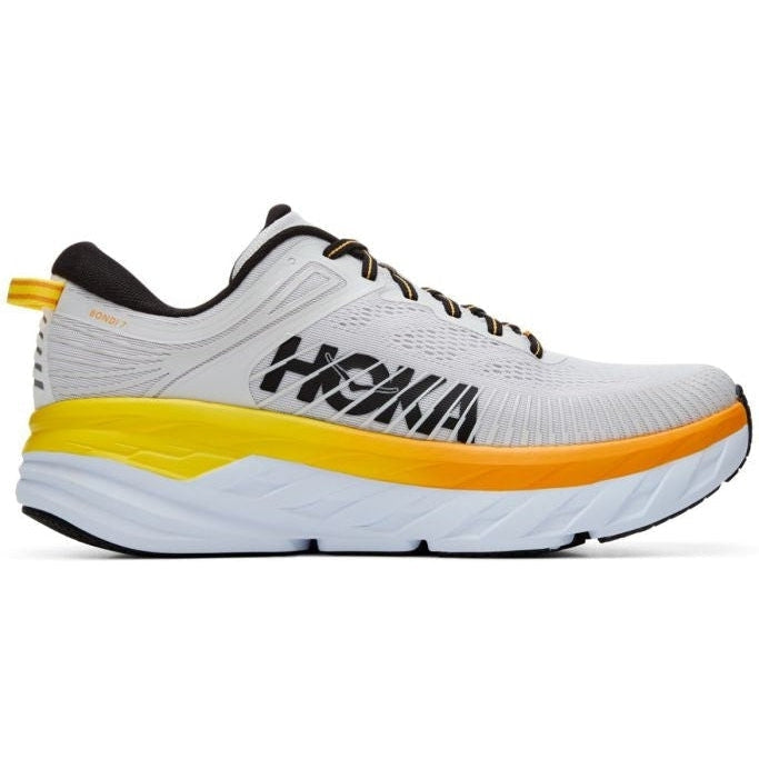 Men's Hoka One One Bondi 7, Nimbus Cloud/Radiant Yellow, 12.5 D Medium