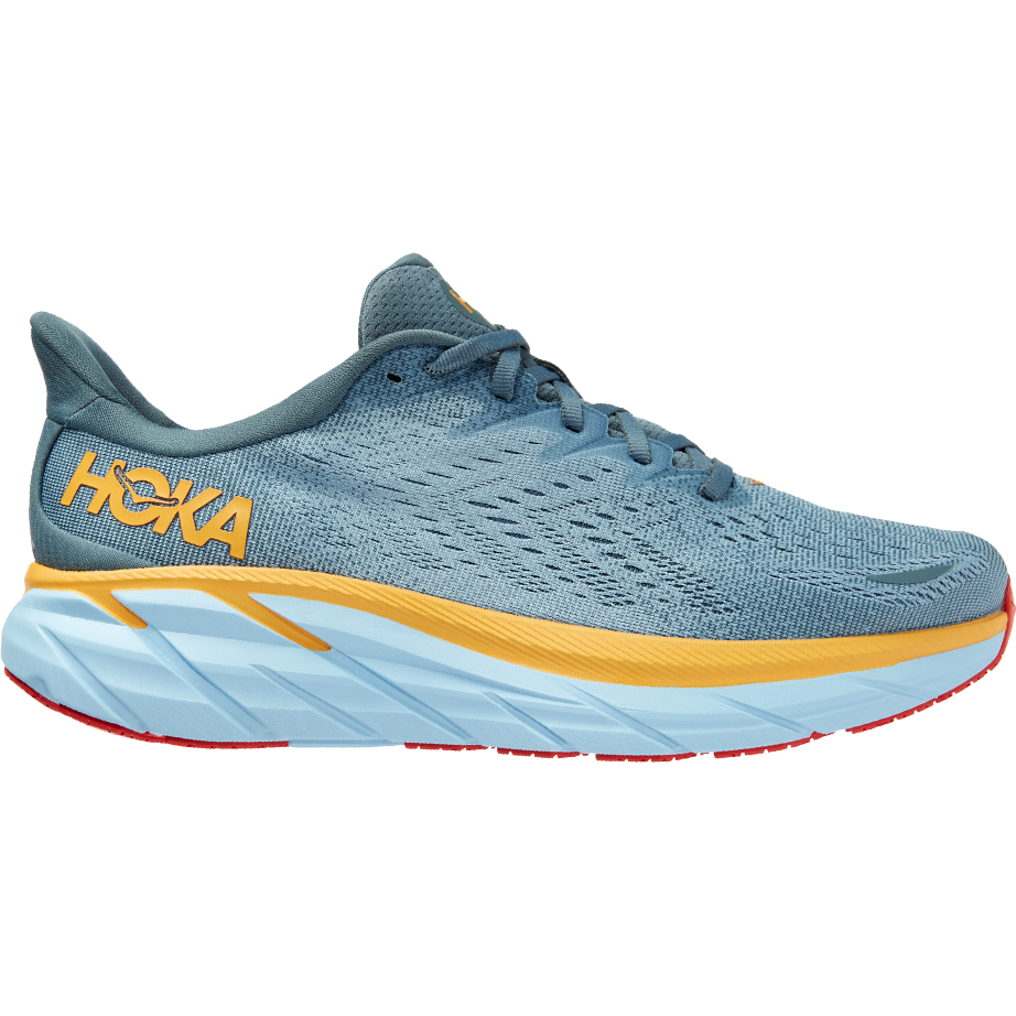 Men's Hoka One One Clifton 8, Goblin Blue/Mountain Spring, 9 D Medium