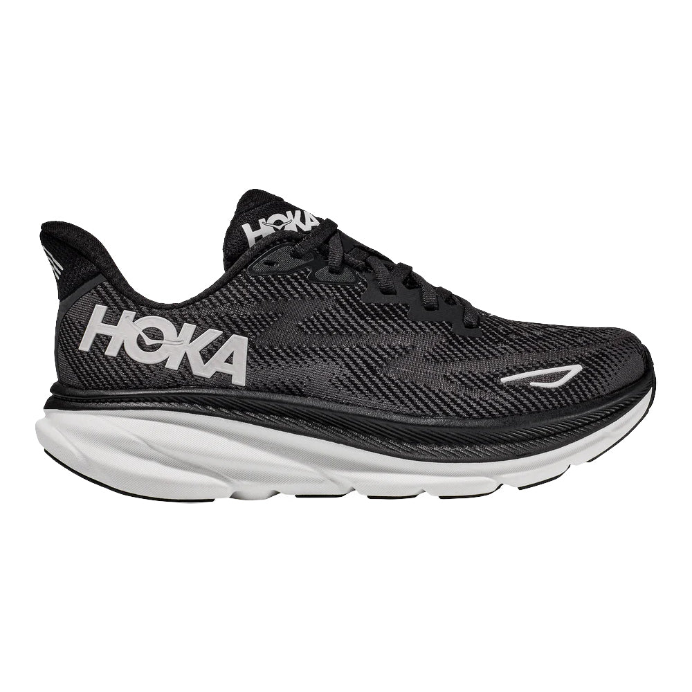 Men's Hoka One One Clifton 9, Black/White, 8.5 D Medium