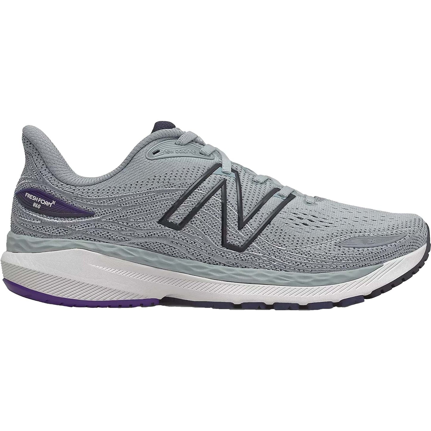 Men's New Balance Fresh Foam X 860v12, Light Aluminum/Deep Violet, 14 D Medium