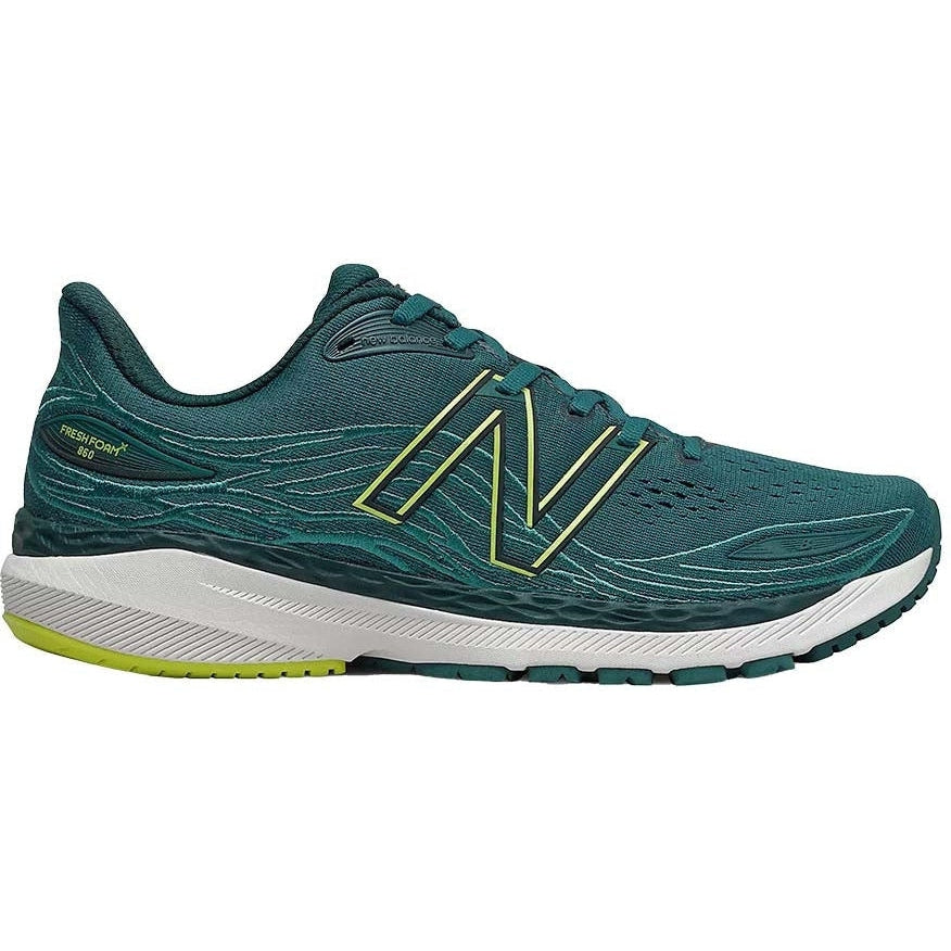 Men's New Balance Fresh Foam X 860v12, Mountain Teal/Sulphur Yellow, 9 D Medium