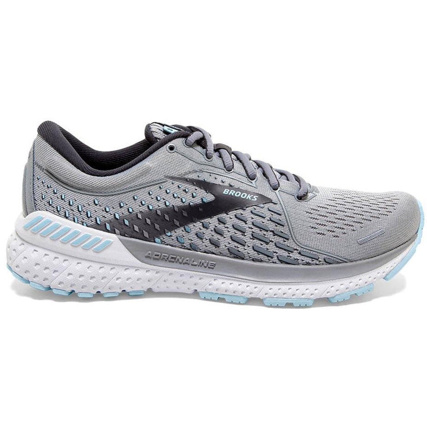 Women's Brooks Adrenaline GTS 21, Oyster/Alloy/Light Blue, 11.5 2A Narrow