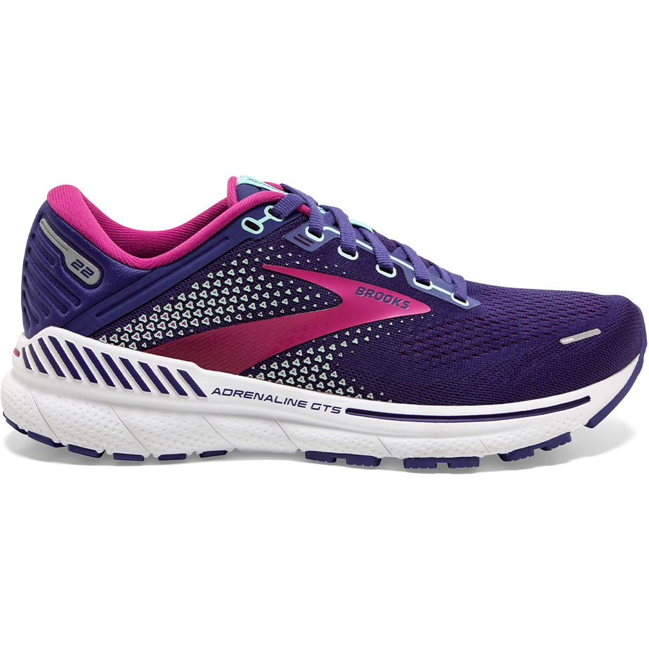 Women's Brooks Adrenaline GTS 22, Navy/Yucca/Pink, 7.5 B Medium