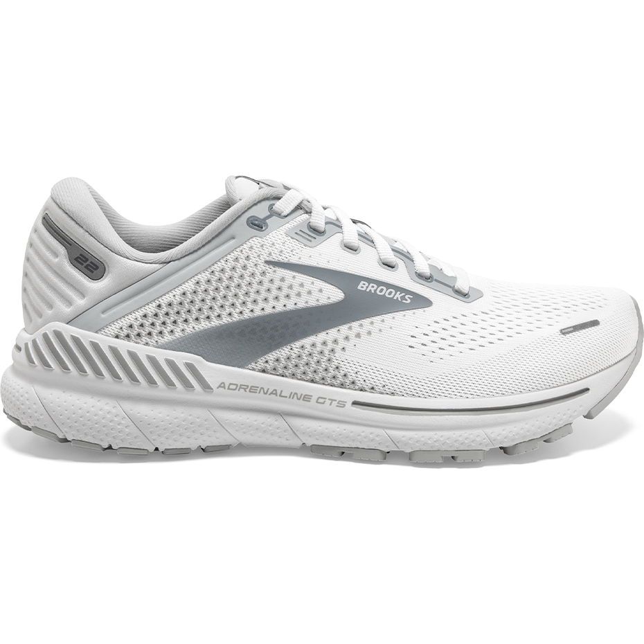 Women's Brooks Adrenaline GTS 22, White/Oyster/Primer Grey, 6.5 B Medium