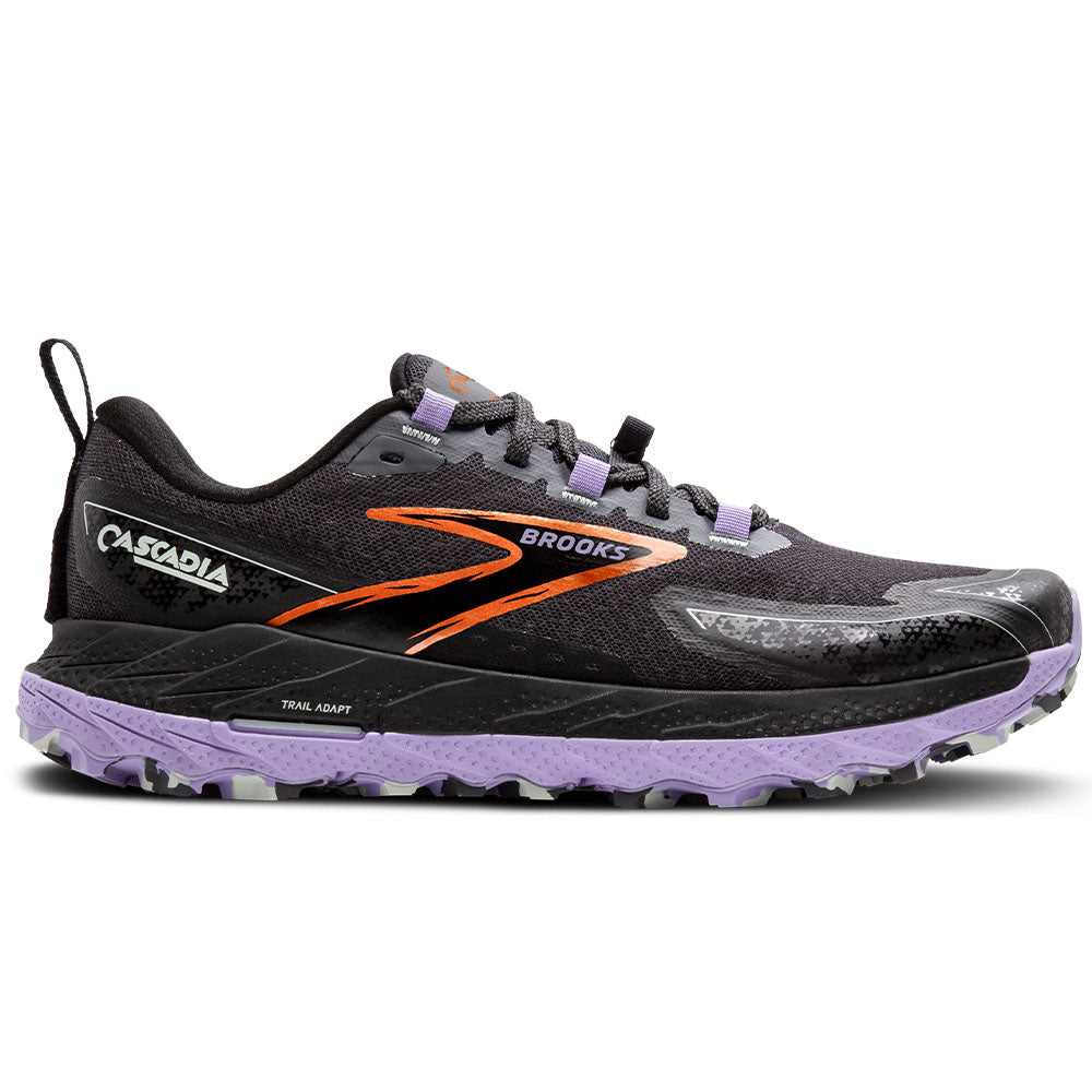 Women's Brooks Cascadia 18, Ebony/Sweet Lavender/Copper, 8 B Medium