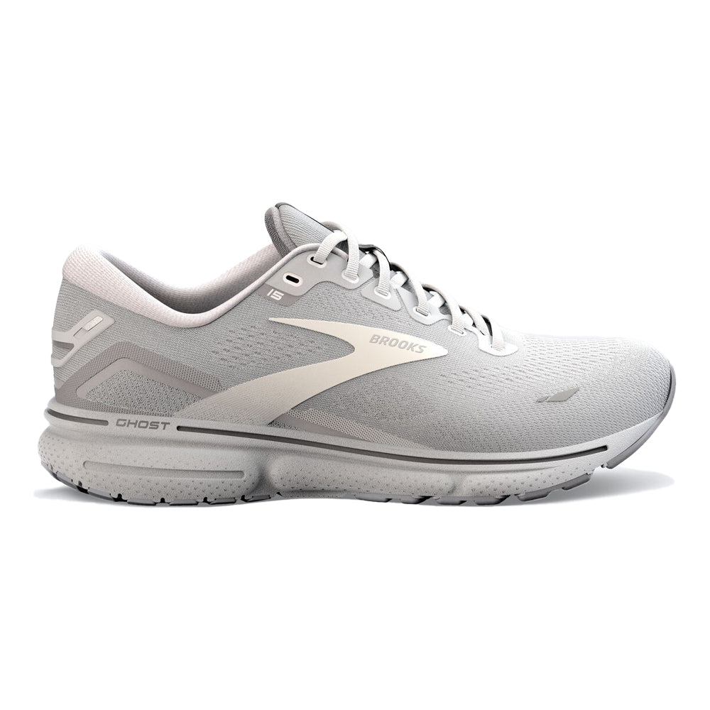 Women's Brooks Ghost 15, Oyster/Alloy/White, 5.5 B Medium