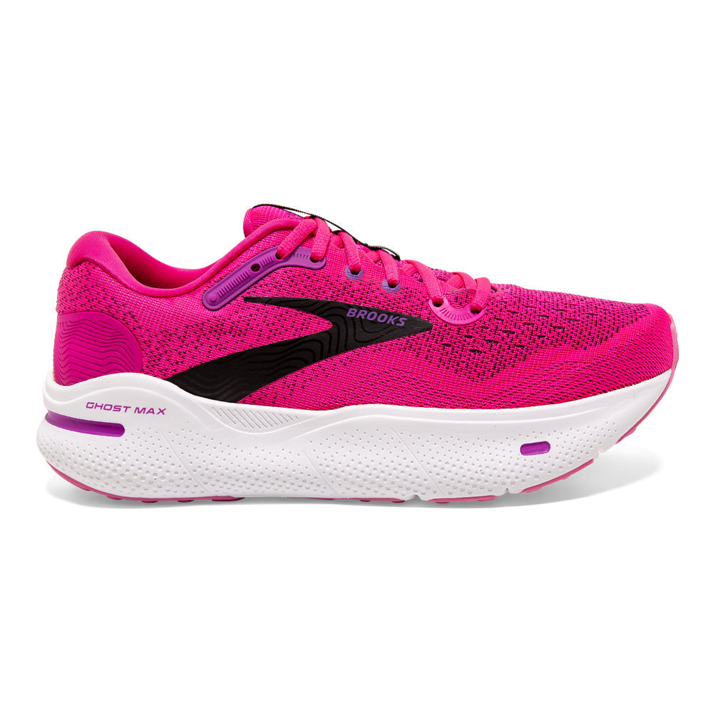 Women's Brooks Ghost Max, Pink Glo/Purple/Black, 10.5 B Medium