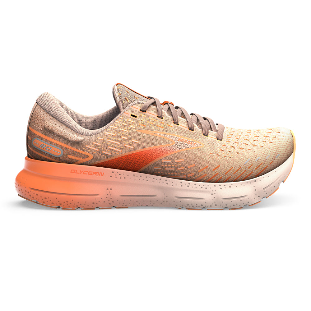 Women's Brooks Glycerin 20, Peach/Tangerine/Orange, 10 B Medium