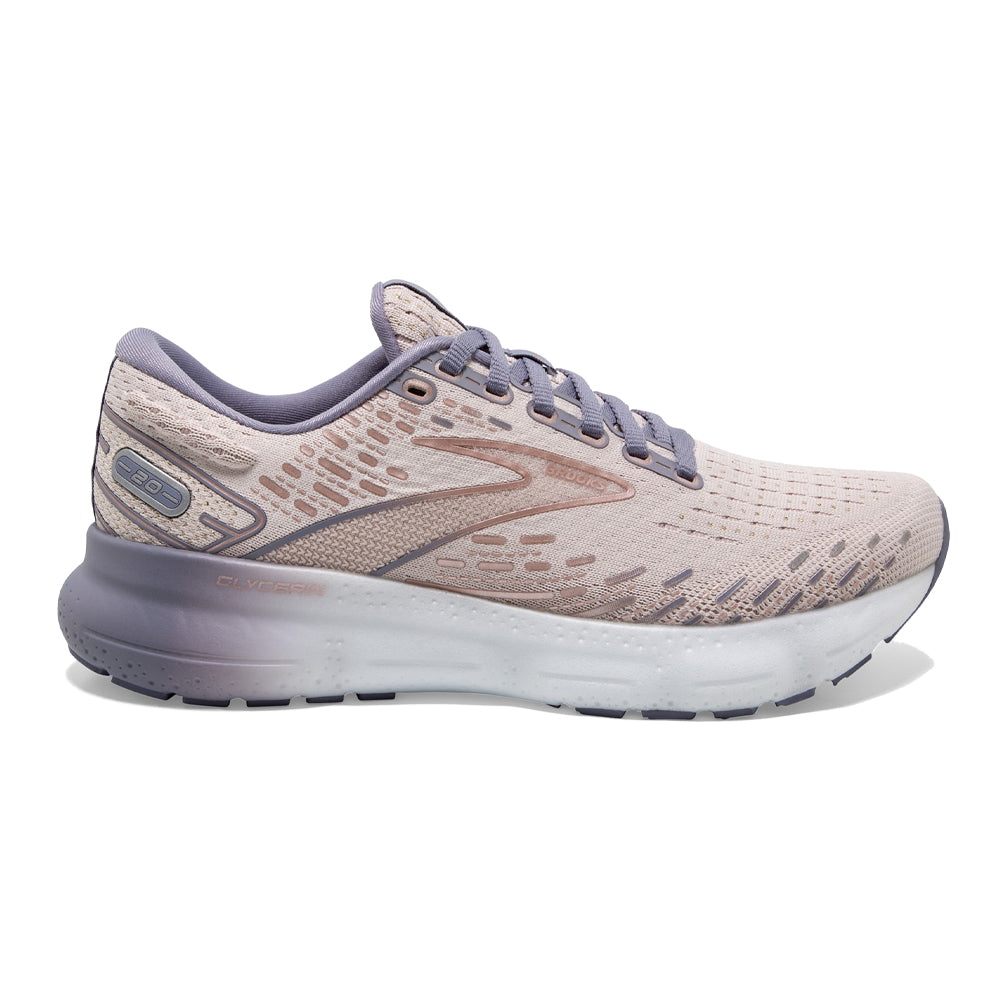 Women's Brooks Glycerin 20, Lilac/Silver Bullet/Pink, 9 B Medium