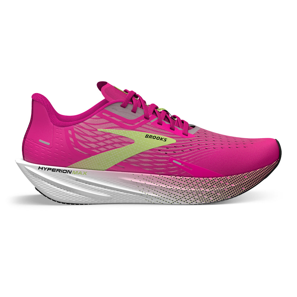 Women's Brooks Hyperion Max, Pink Glo/Green/Black, 7.5 B Medium