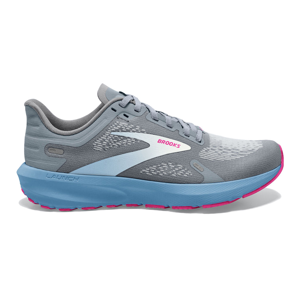 Women's Brooks Launch 9, Grey/Blue/Pink, 6.5 B Medium