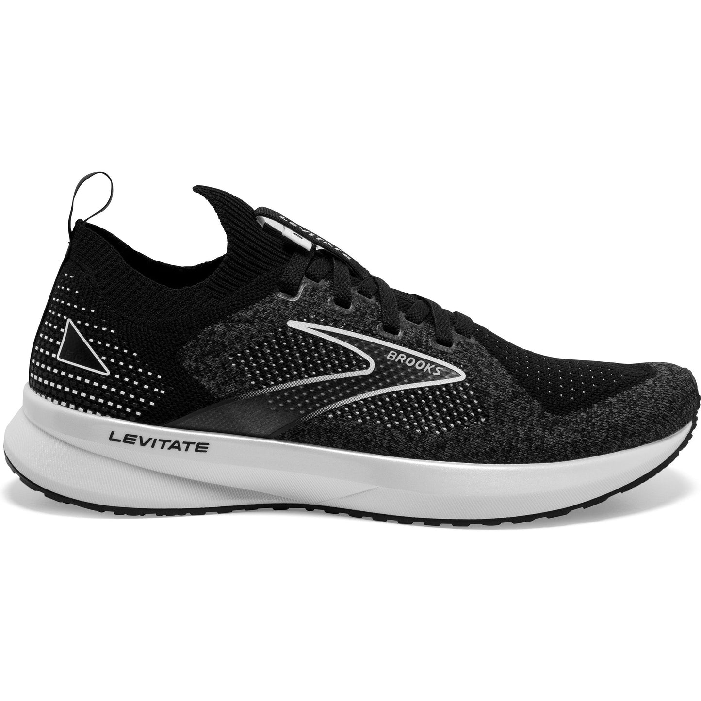 Women's Brooks Levitate Stealthfit 5, Black/Grey/White, 9 B Medium
