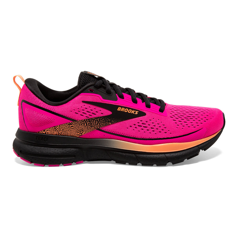Women's Brooks Trace 3, Pink Glo/Black/Orange, 11 B Medium