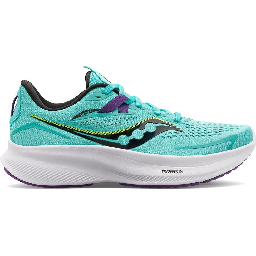 Women's Saucony Ride 15, Cool Mint/Acid, 10 B Medium