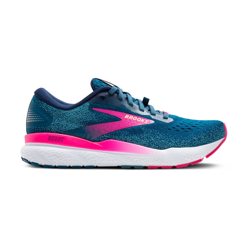 Women's Brooks Ghost 16 GTX, Moroccan Blue/Pink/Yellow, 8.5 B Medium