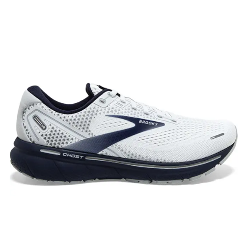 Men's Brooks Ghost 14, White/Grey/Navy, 11.5 D Medium