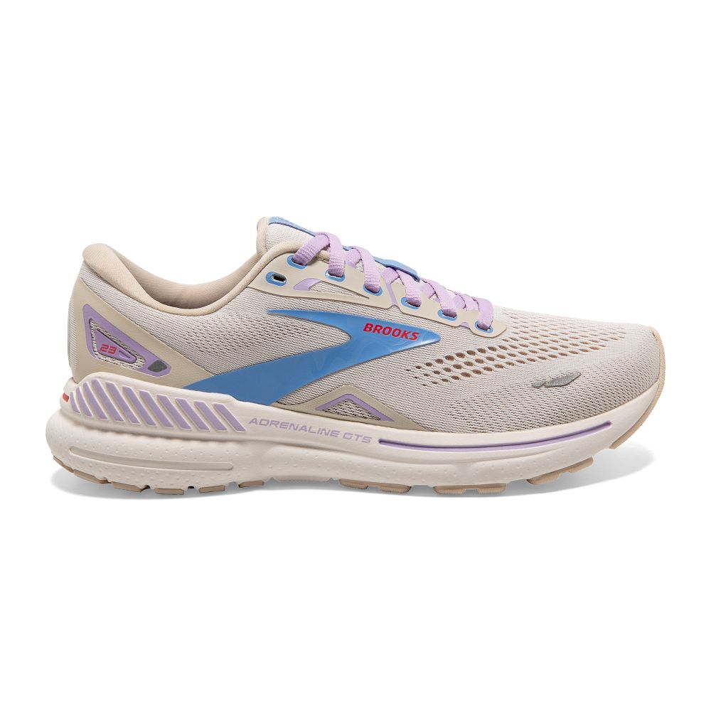 Women's Brooks Adrenaline GTS 23, Parchment/White/Vista, 9 B Medium